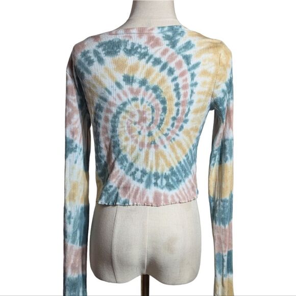 Aeropostale OG Collection Green Tie Dye Cropped Shrunken Tee - Picture 4 of 6